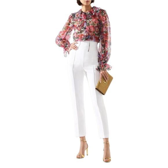 NWT  Dolce & Gabbana Floral Print Blouse Silk Shirt Multicolor IT 54 - Picture 3 of 7